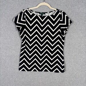 LRL Ralph Lauren Shirt Large Chevron Zigzag Cotton Jersey Knit Stretch‎ Loud Max